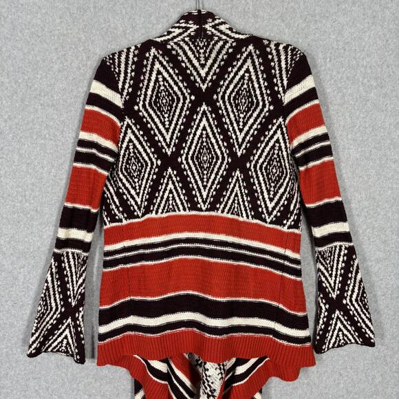 Knox Rose Cardigan Sweater Womens XS Orange Brown‎ Aztec Southwest Boho Tribal - Picture 10 of 11